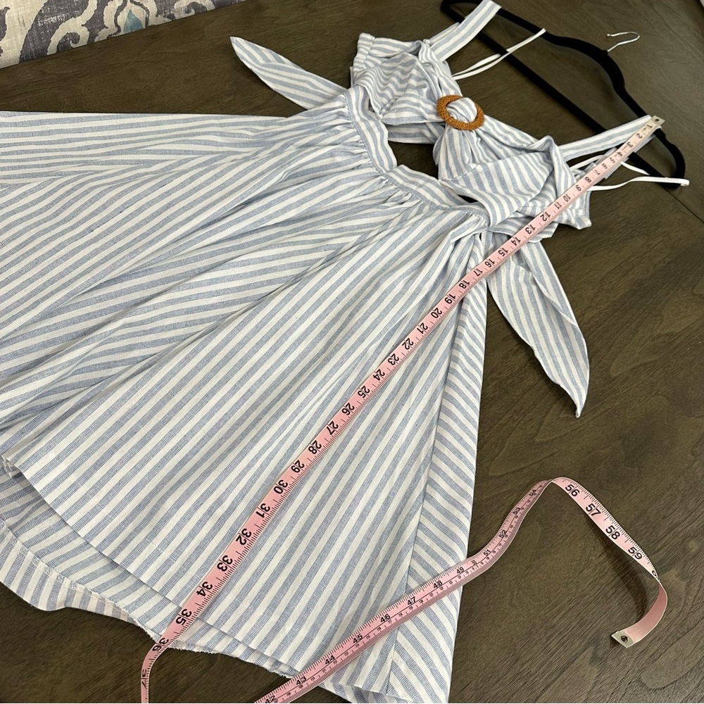 Aakaa Blue and White Striped Tie-BackDress - Picture 12 of 15